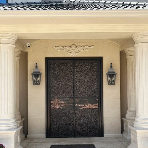 Black Aluminium Outdoor Wall Light — 2-Light Restaurant Patio Fixture — view 4