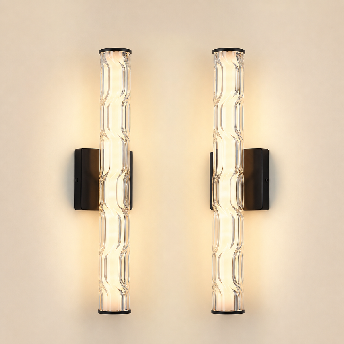 Resto Glow AI product image 2026-08-03 — clean background — 19.7-Inch Black Crystal Wall Sconce Set — Restaurant Dining
