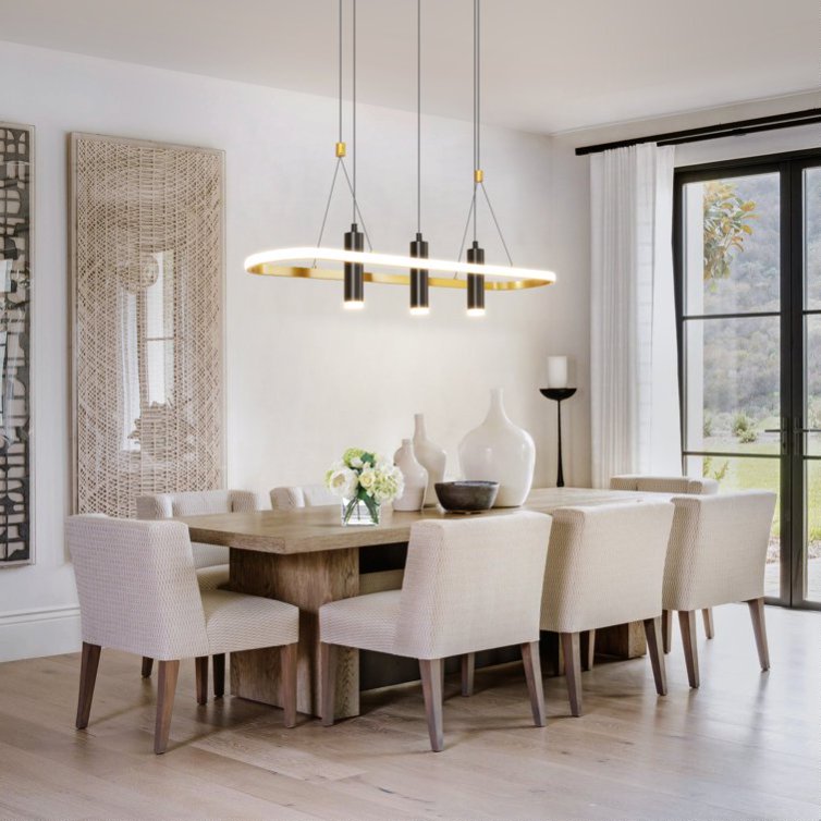 4-Light Black & Gold LED Pendant — Restaurant Dining — view 5