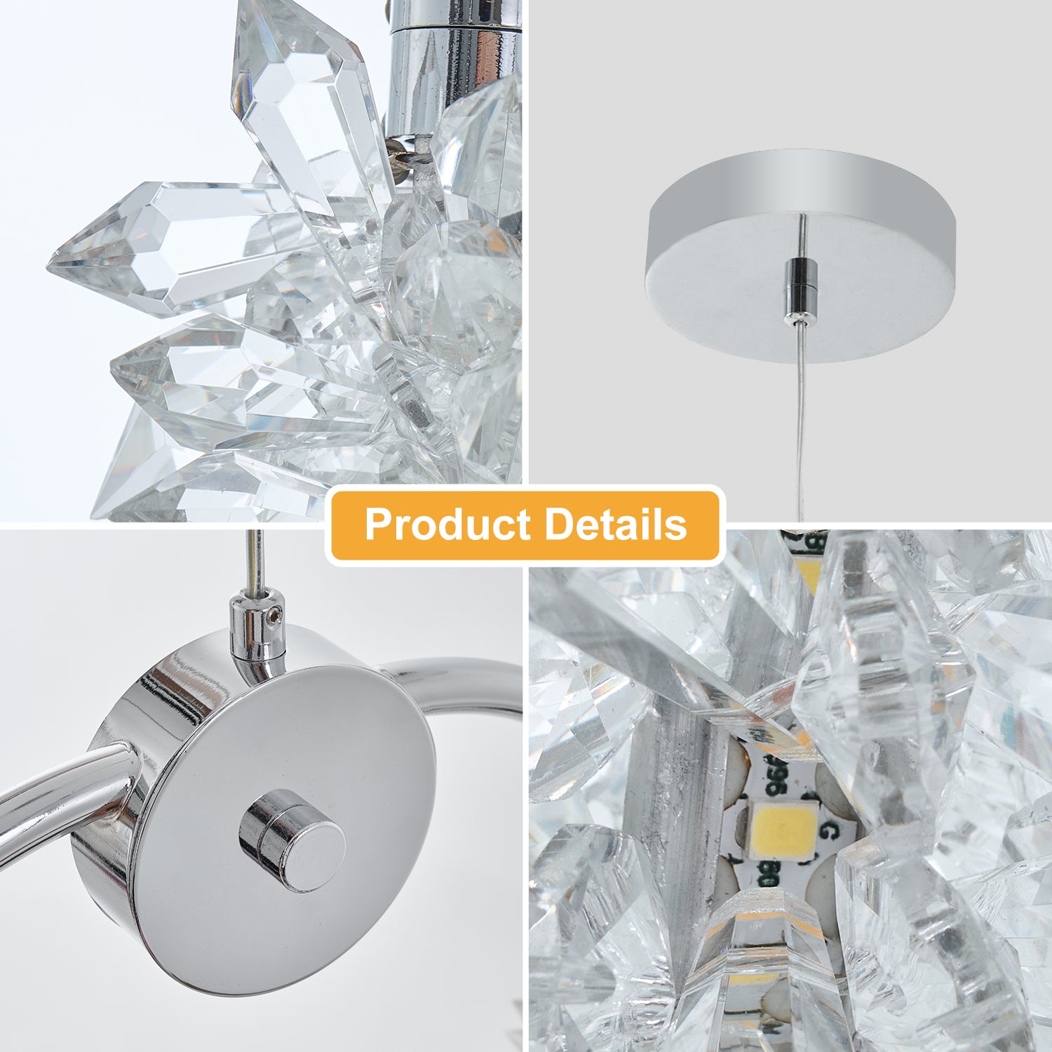 Crystal LED Hanging Bar Chandelier — Restaurant Lounge — view 3