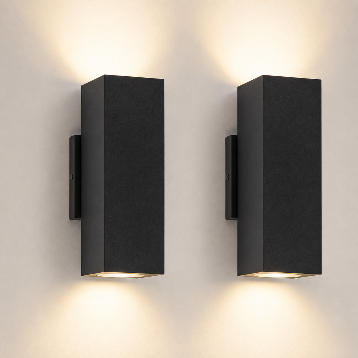 Resto Glow AI product image 2026-08-03 — clean background — 2-Pack Black Up and Down Weatherproof Wall Sconces for Restaurant Patios