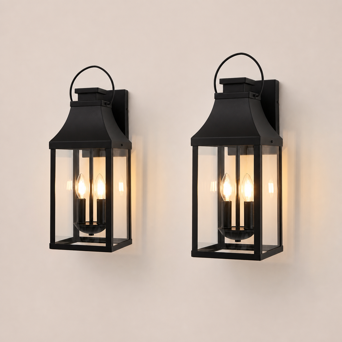 Resto Glow AI product image 2026-08-03 — clean background — 20-Inch Black Outdoor Wall Sconces — 2-Pack Restaurant Entry