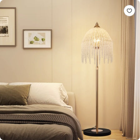 Gold Crystal Waterfall Floor Lamp — 3-Light Lounge Feature — view 6
