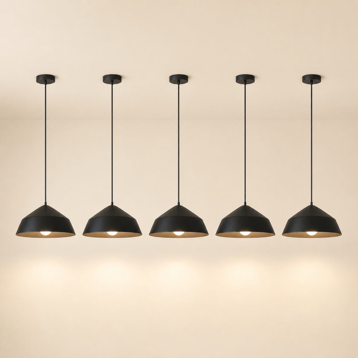 Resto Glow AI product image 2026-08-03 — clean background — 22-Inch Black Integrated LED Pendant for Restaurant Dining Areas