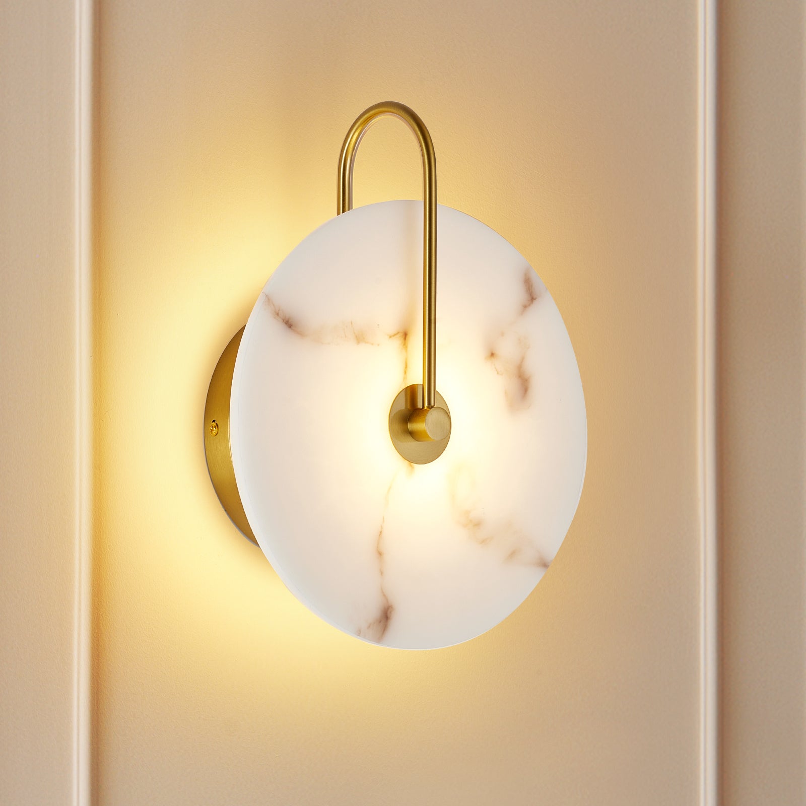 Gold Natural-Marble Wall Sconce — 9.8-Inch Dining Accent — view 1