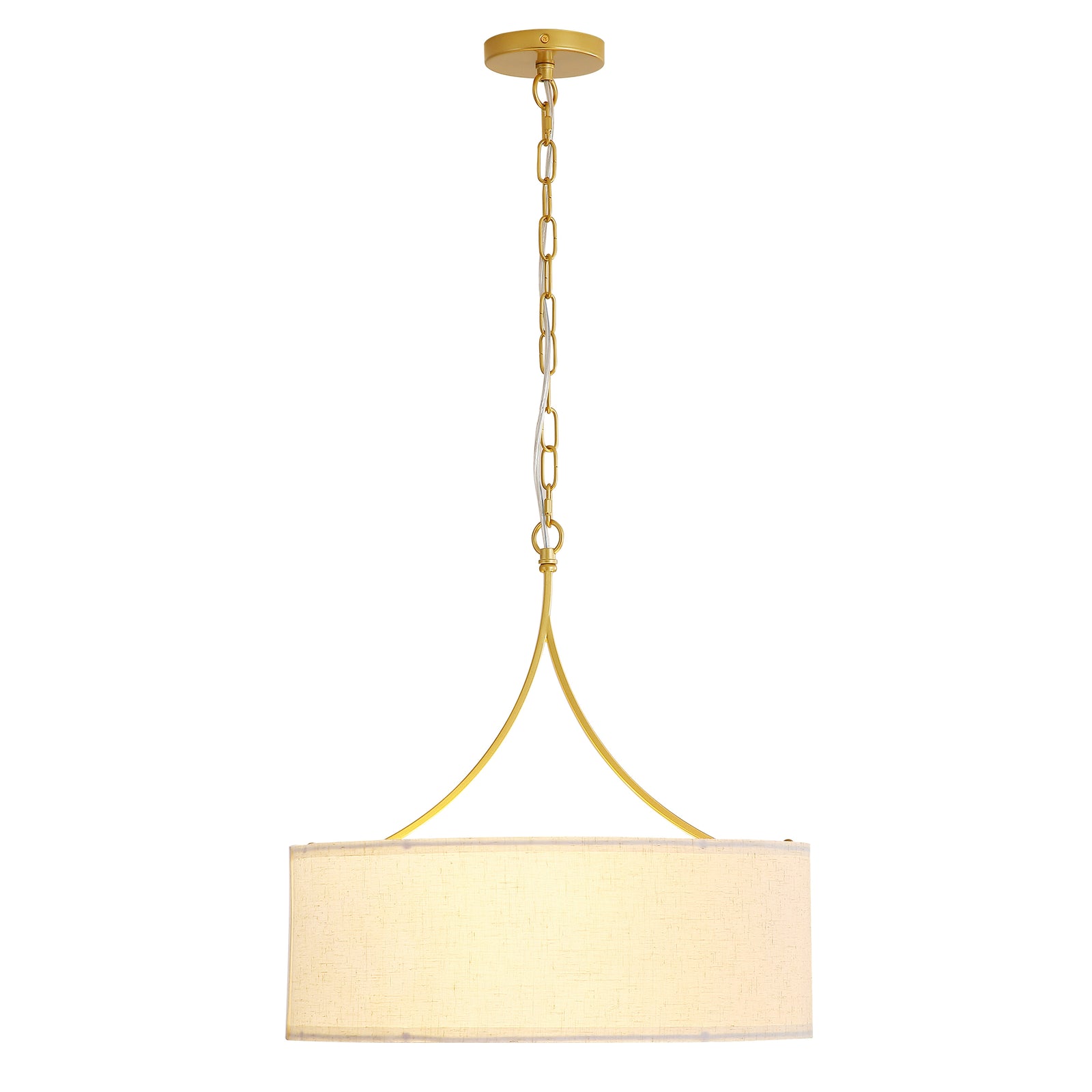 Matte Black 3-Light Fabric Drum Pendant for Restaurant Dining Areas — view 6