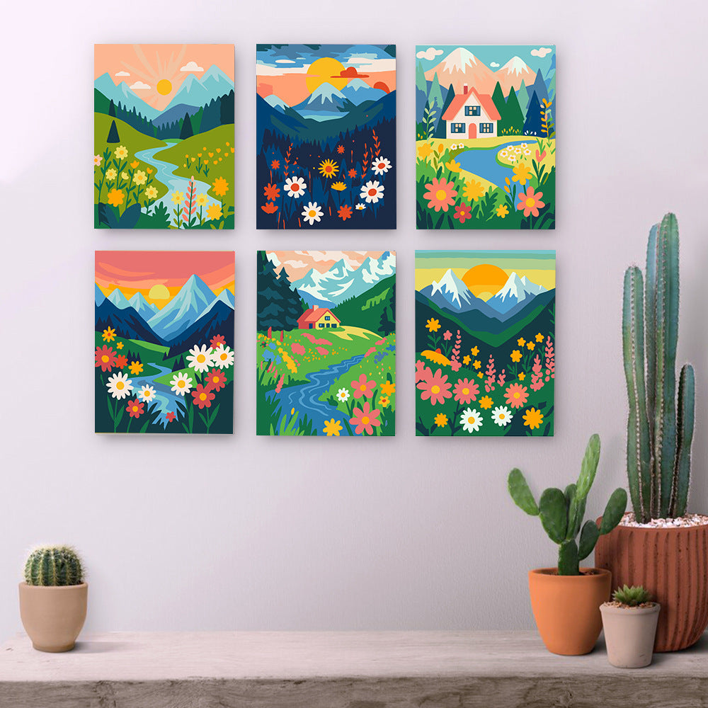 Mini Painting Set 15x20 Framed 6-Piece DIY Digital Oil Painting Kit — view 1