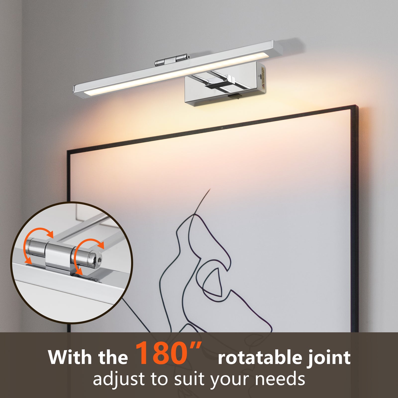 16-Inch Rechargeable Chrome Picture Light for Restaurant Art and Menu Displays — view 8