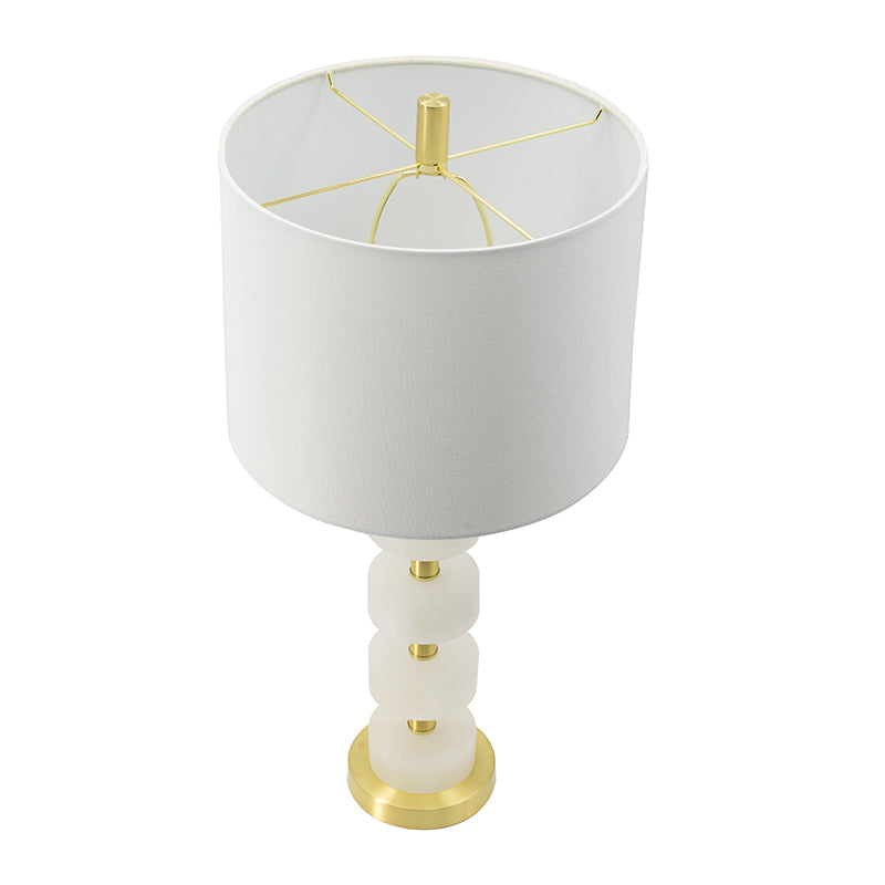 White Marble & Gold Table Lamp — 26-Inch Dining Room Statement — view 4