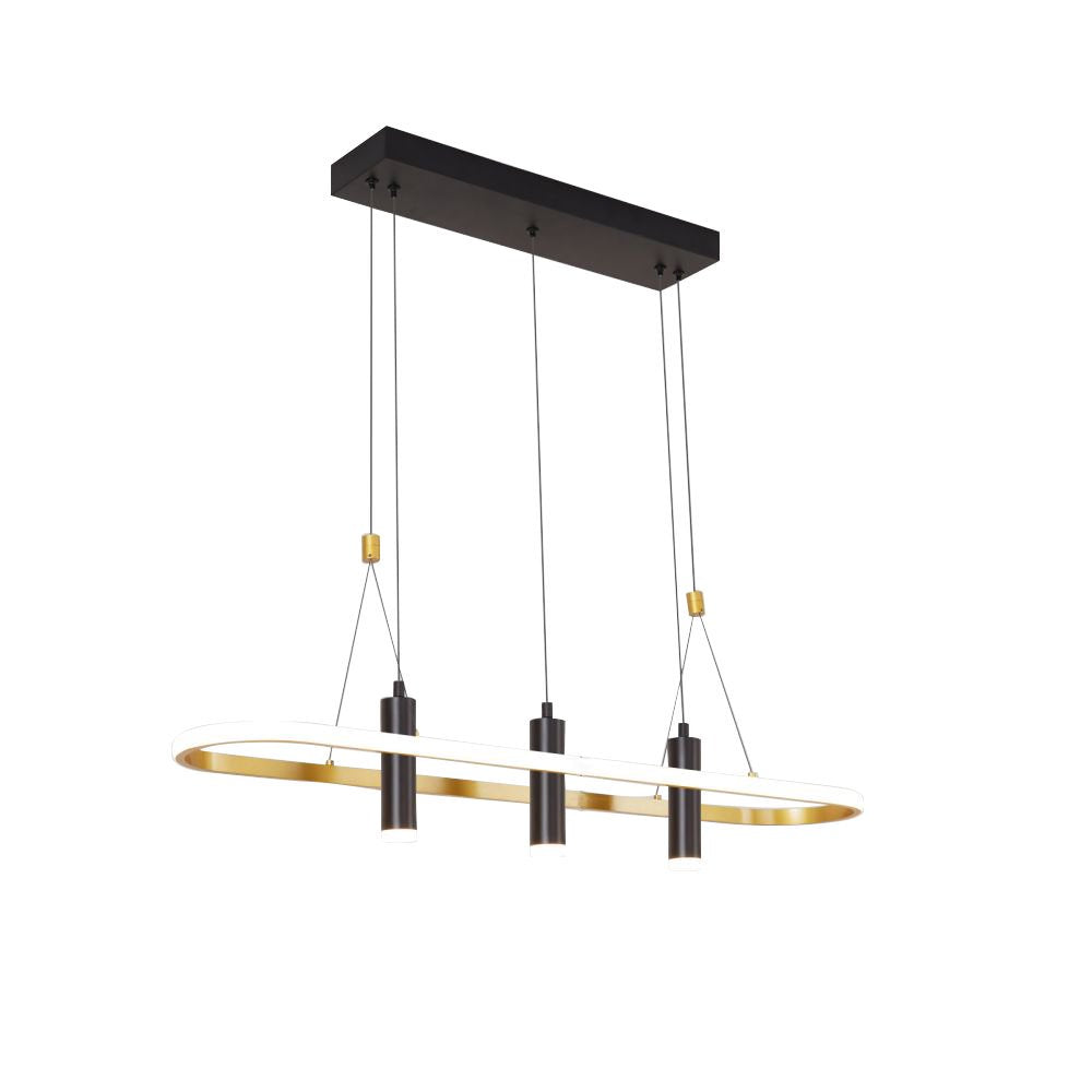 4-Light Black & Gold LED Pendant — Restaurant Dining — view 8