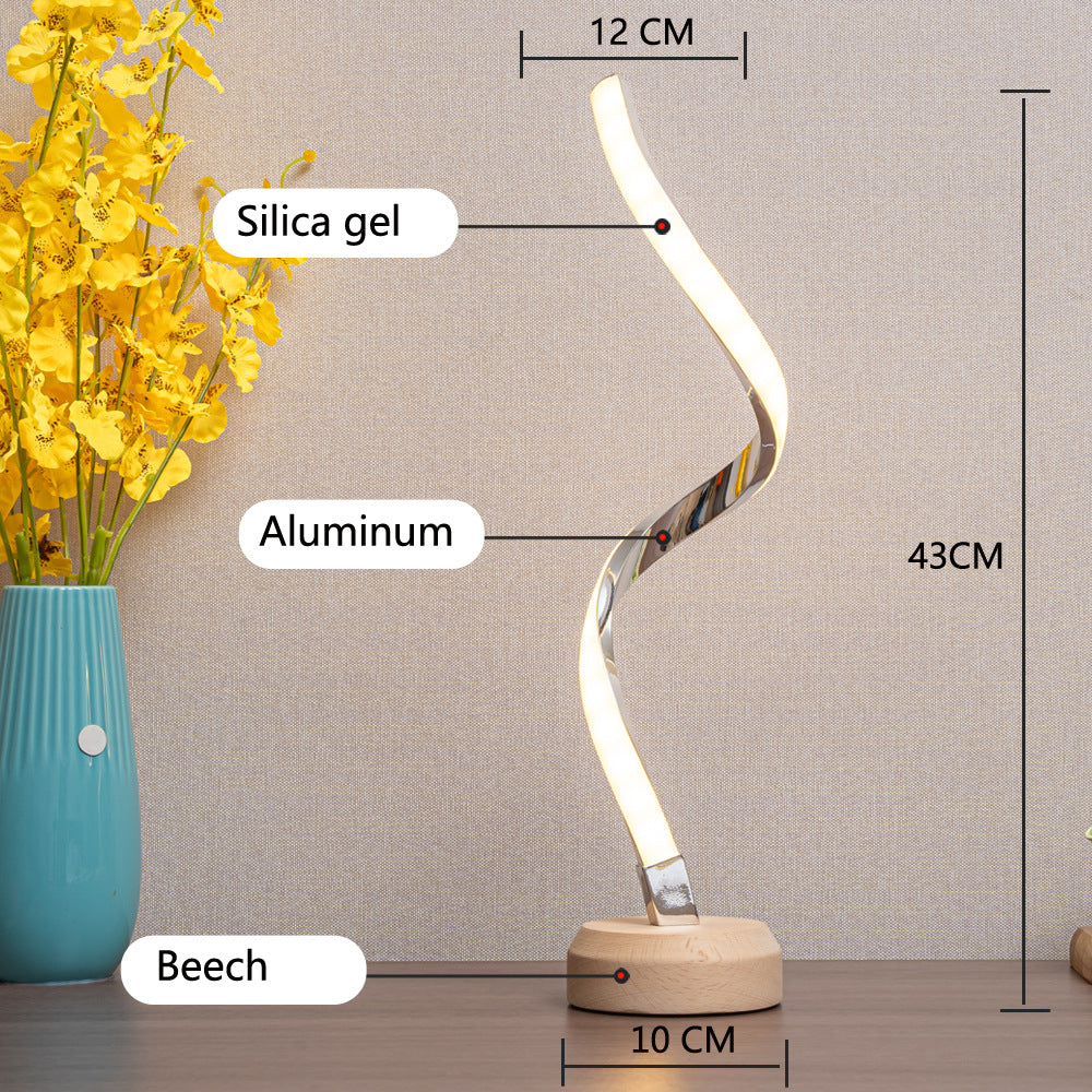 LED Spiral Table Lamp Modern Curved Desk Bedside Lamp Dimmable Warm White Night Light For Living Room And Bedroom — view 5