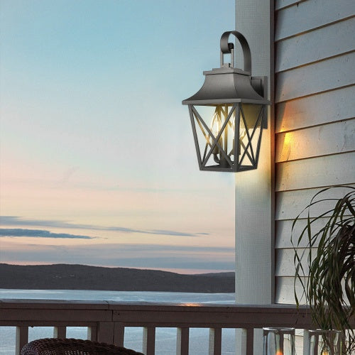 Black Aluminium Outdoor Wall Light — 2-Light Restaurant Patio Fixture — view 2