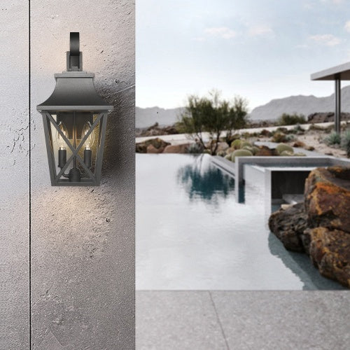 Black Aluminium Outdoor Wall Light — 2-Light Restaurant Patio Fixture — view 8