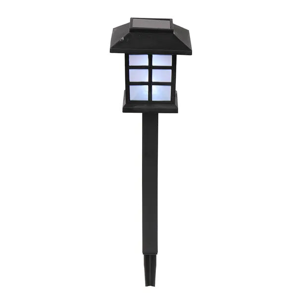 8-Piece White Solar Lantern Torch Lights — Restaurant Pathway — view 4