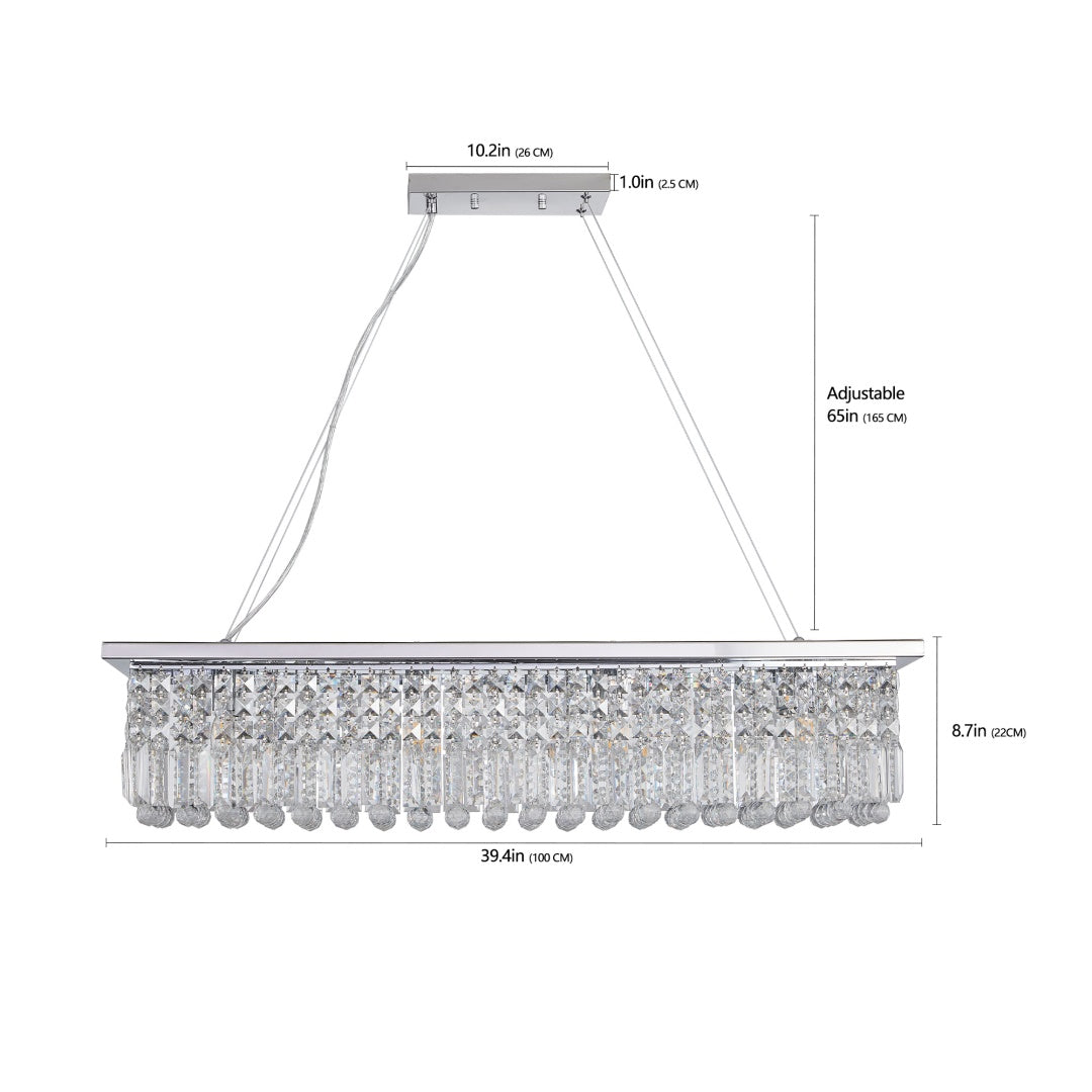 8-Light White Crystal Raindrop Chandelier for Restaurant Dining Rooms — view 3