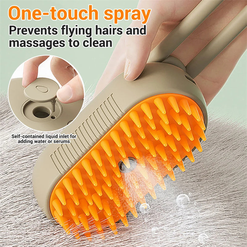 Three-in-One Fine-Mist Grooming Brush for Cat Cafés, Foster Care Rooms, and Daily Shedding Control — view 5