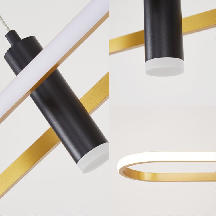 4-Light Black & Gold LED Pendant — Restaurant Dining — view 2