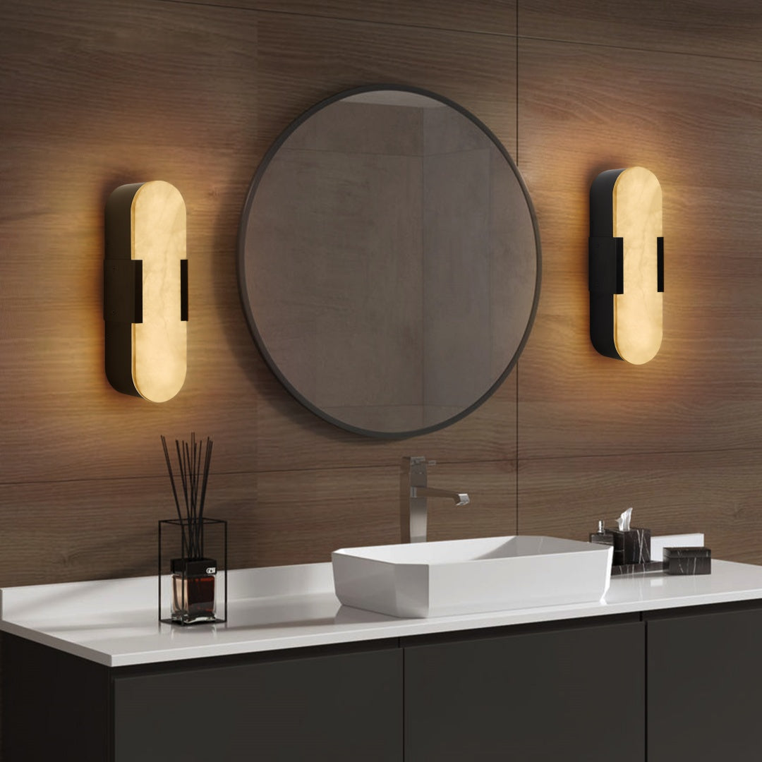 Natural Black Marble Wall Sconce Set for Restaurant Hallways and Dining Rooms — view 1