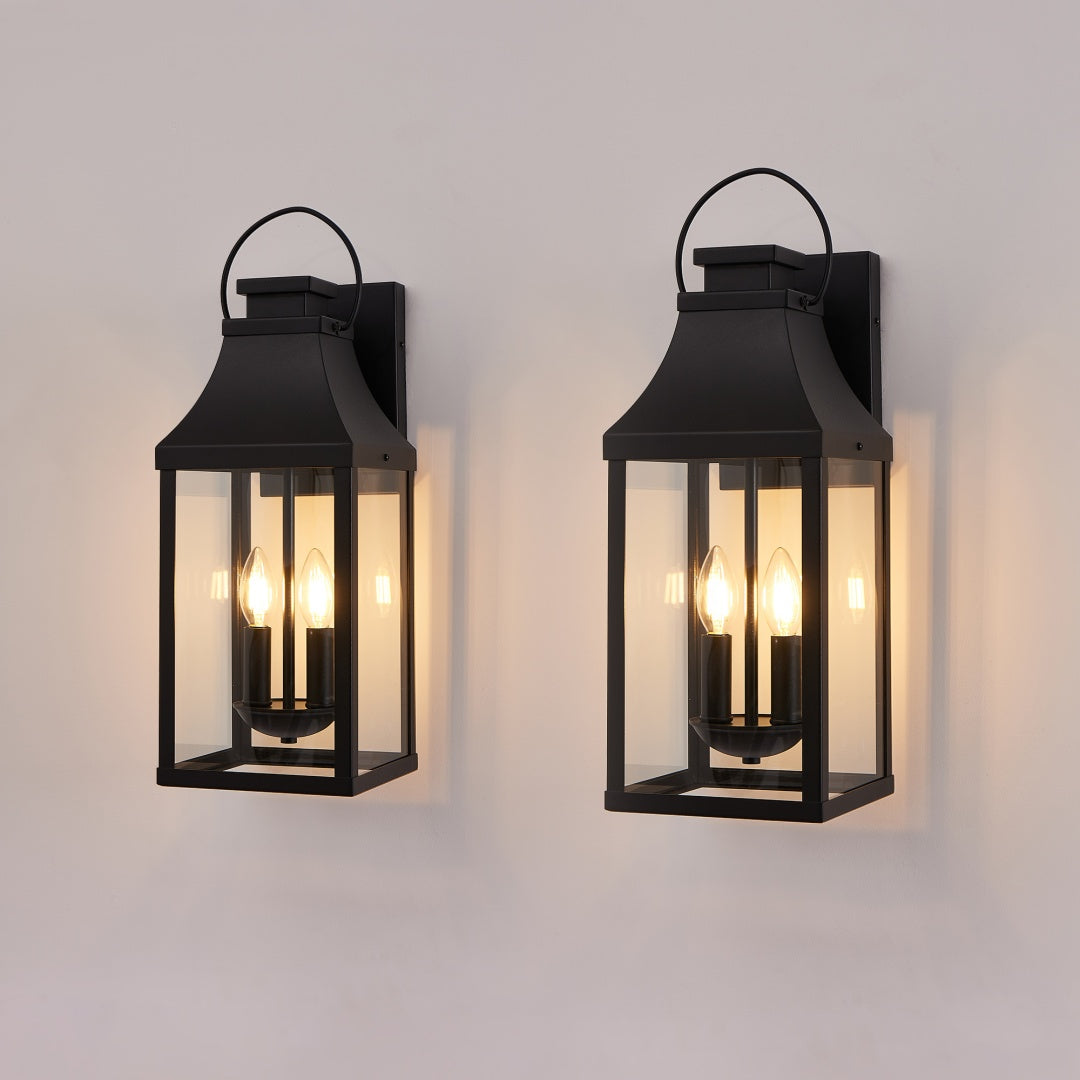 20-Inch Black Outdoor Wall Sconces — 2-Pack Restaurant Entry — view 1