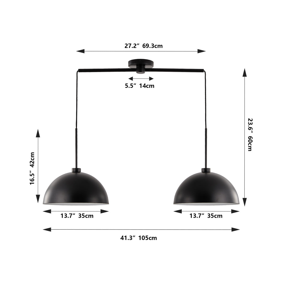 41-Inch Matte Black Double Pendant Light for Restaurant Tables and Kitchen Islands — view 10