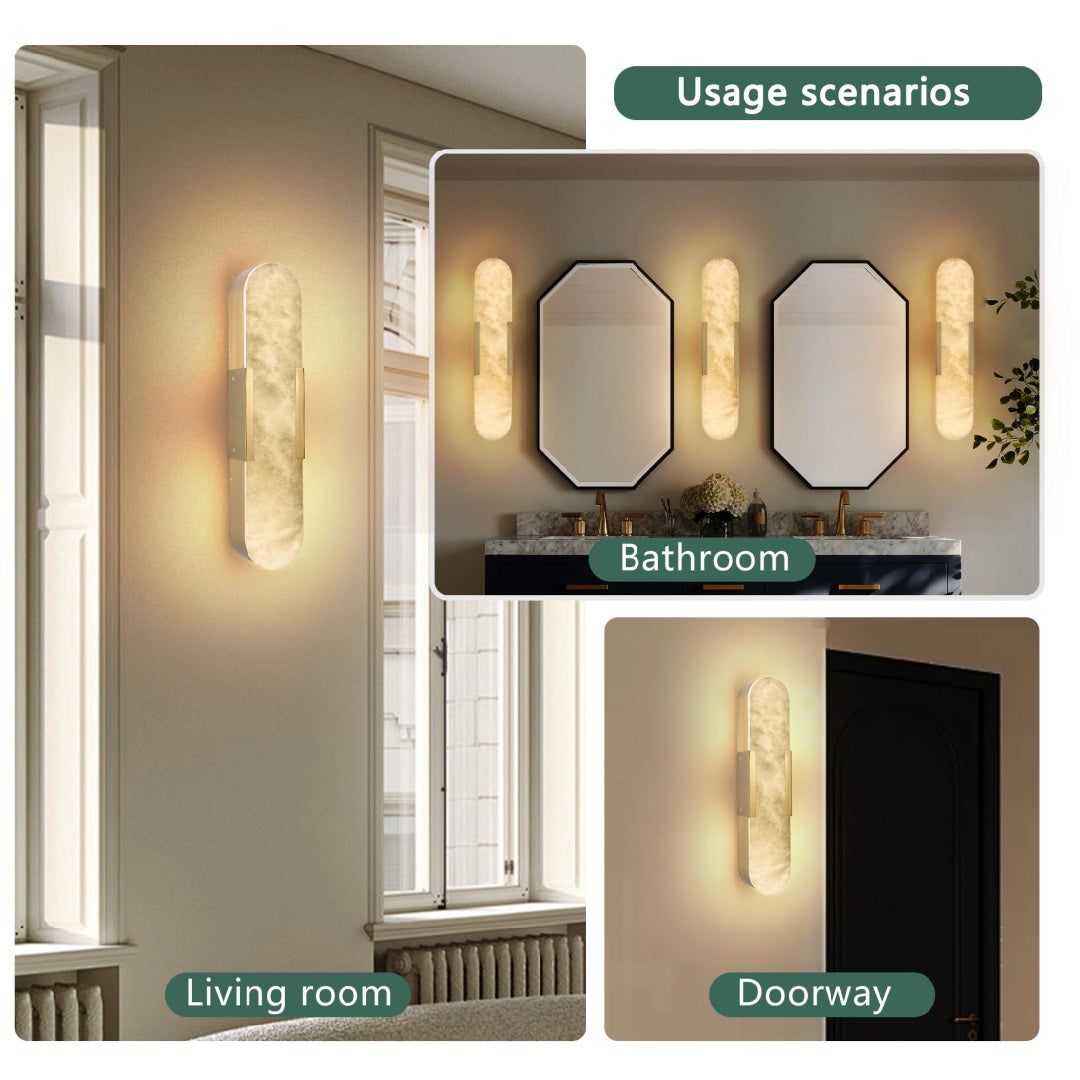 Natural Marble Gold Wall Sconce Set for Luxury Restaurant Restrooms — view 2