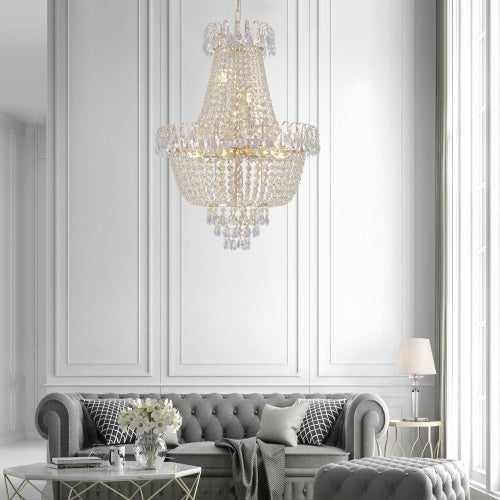 Large Gold Crystal Chandelier for Restaurant Dining Rooms and Hotel Lobbies — view 4