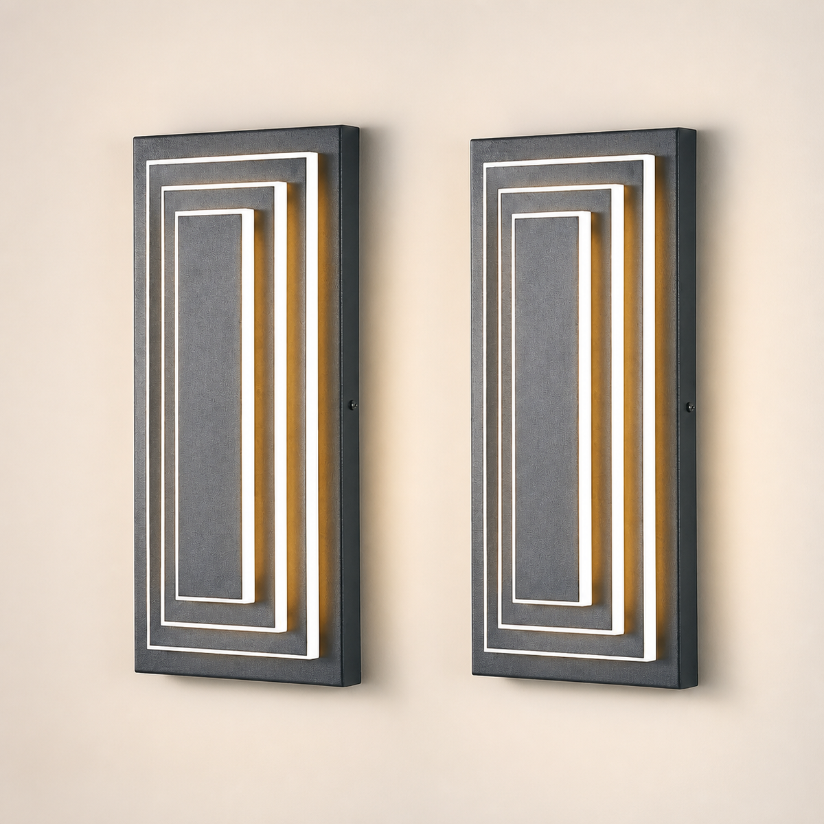 Resto Glow AI product image 2026-08-03 — clean background — 3-Tier Black Waterproof LED Wall Sconces for Restaurant Entrances (2-Pack)