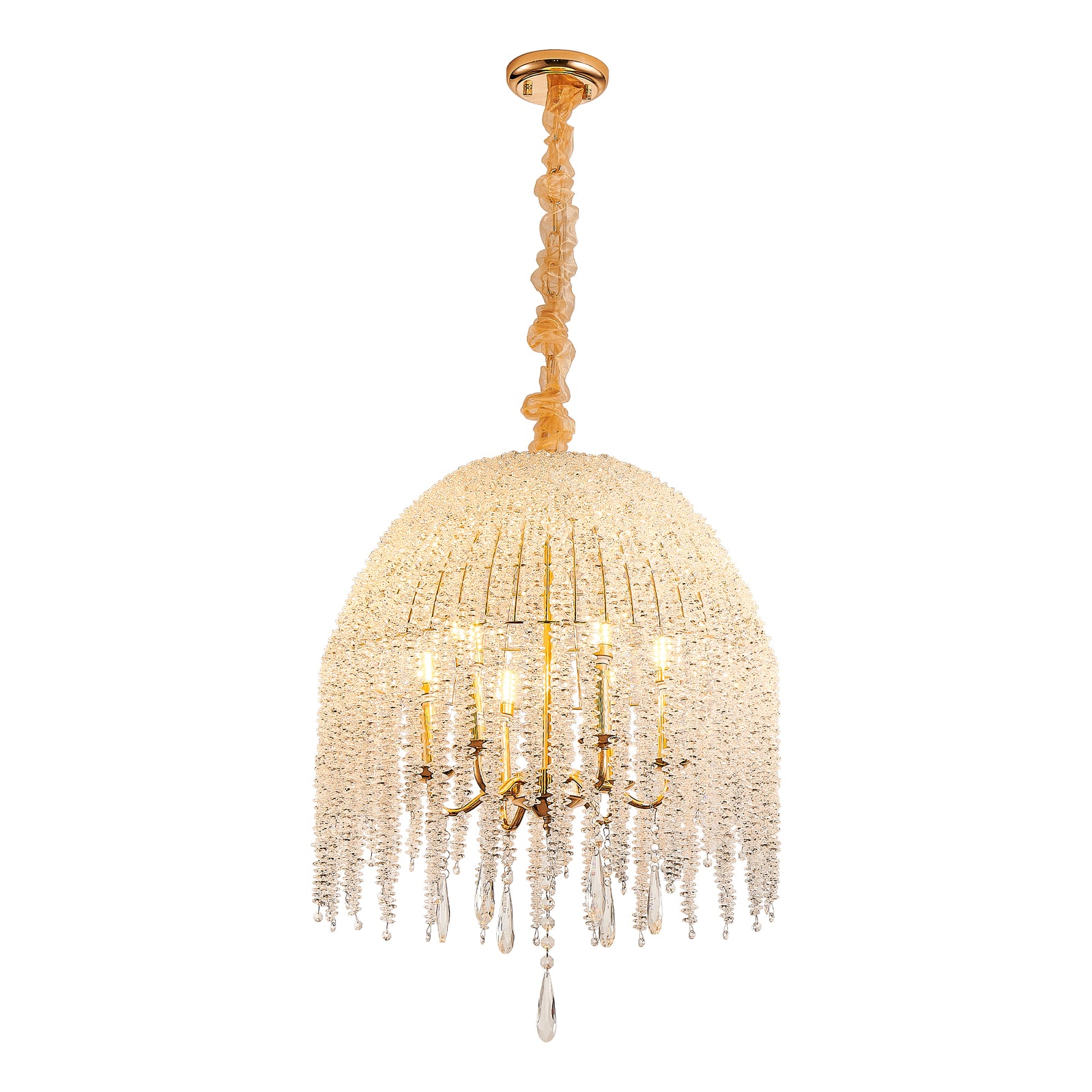 20-Inch Gold 6-Light K9 Crystal Waterfall Chandelier for Restaurant Dining Areas — view 5