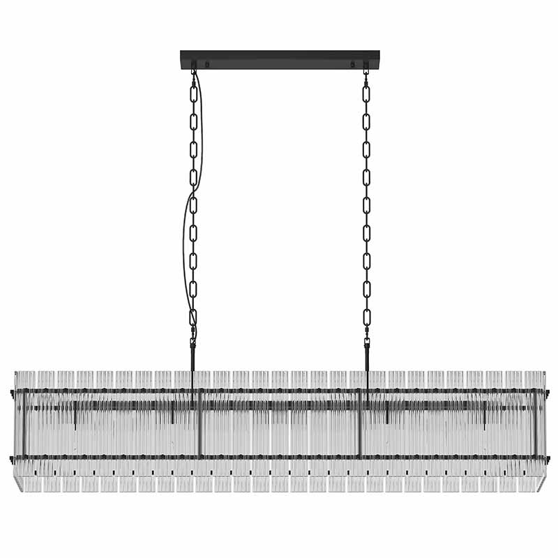 10-Light Black Rectangular Crystal Chandelier — Restaurant Dining — view 2