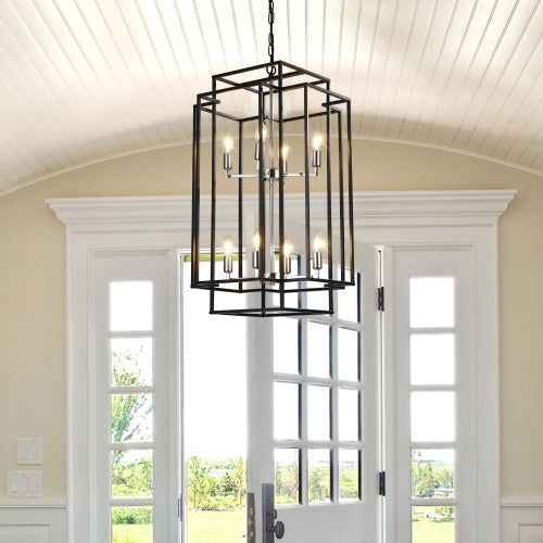 Industrial Farmhouse 8-Lantern Tiered Chandelier for Restaurant Dining Rooms — view 5