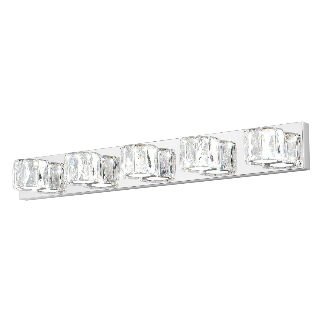 Chrome 5-Light LED Crystal Wall Sconce for Restaurant Restrooms and Hallways — view 4
