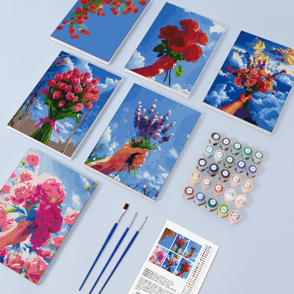New Small Painting Set Foreign Trade Popular Style Landscape Flower Hand-painted Diy Digital Oil Painting Amazon FBA Global Hair — view 11