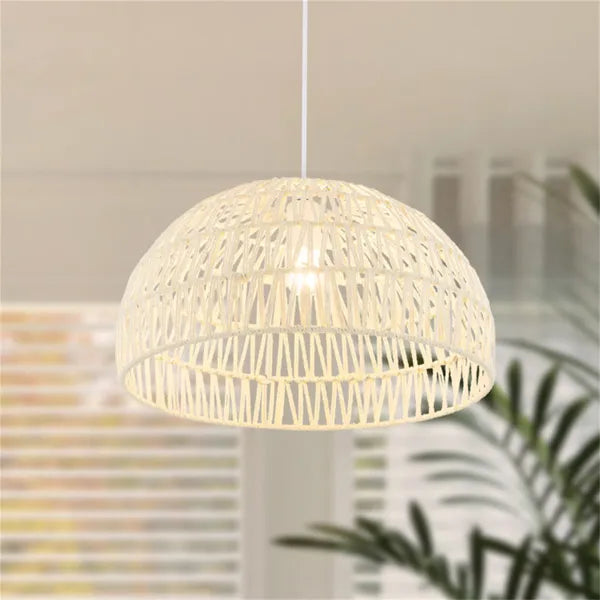 Height-Adjustable Farmhouse Rattan Pendant for Restaurant Dining Tables — view 3