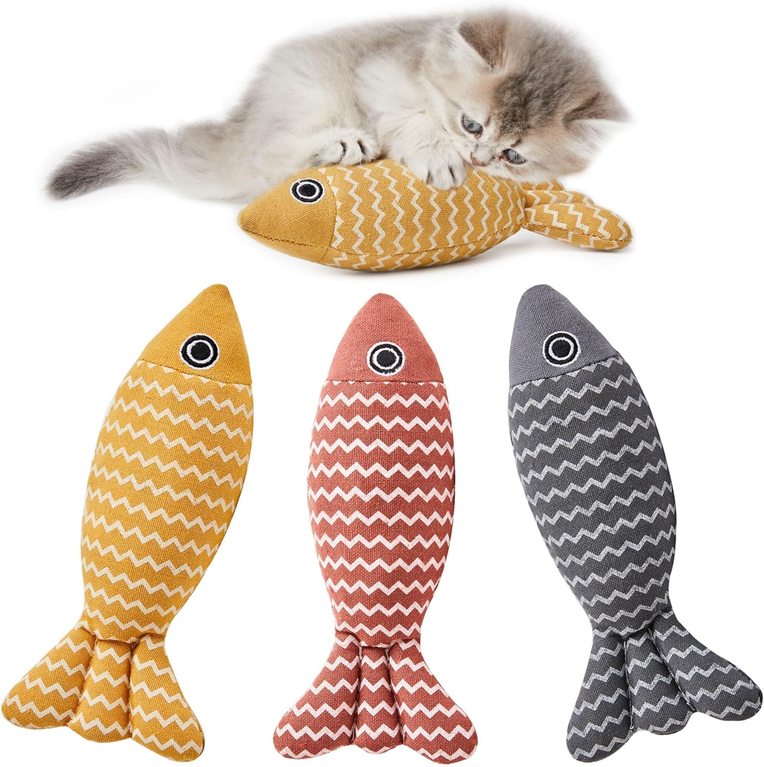 Three-Piece Catnip Fish Kicker Set for Cat Café Play Rotations, Adoption Lounges, and Enrichment Baskets — view 3