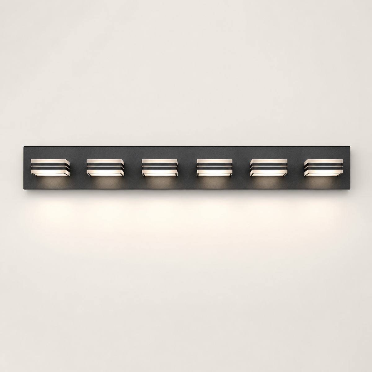 Resto Glow AI product image 2026-08-03 — clean background — 39-Inch Black 6-Light LED Vanity Fixture for Restaurant Restrooms and Mirrors