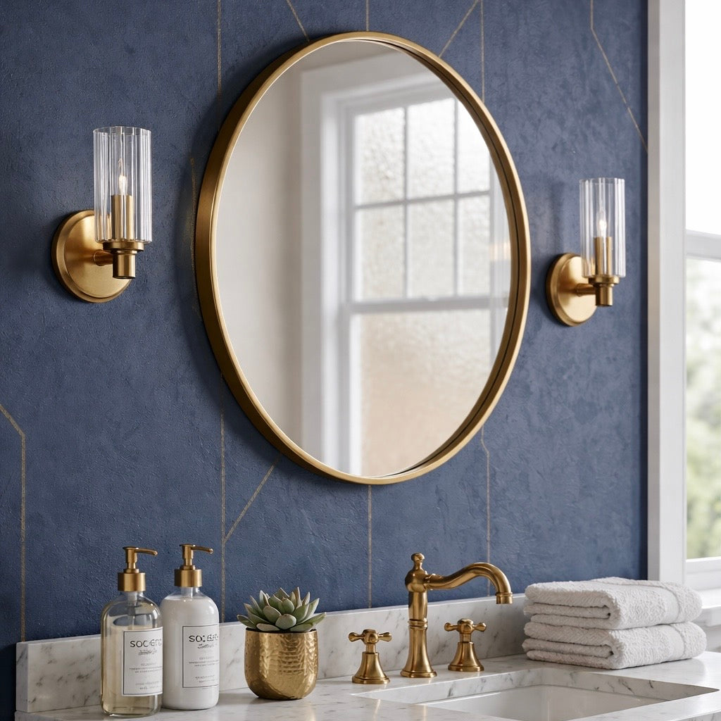 Satin Brass Ribbed Glass Wall Sconce for Restaurant Corridors — view 5