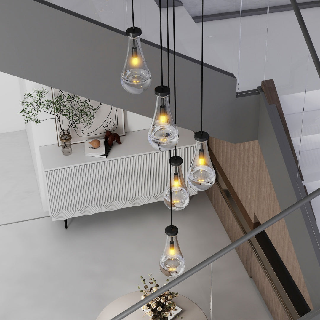 Black 5-Light High-Ceiling Cluster Chandelier for Restaurant Dining Rooms — view 9