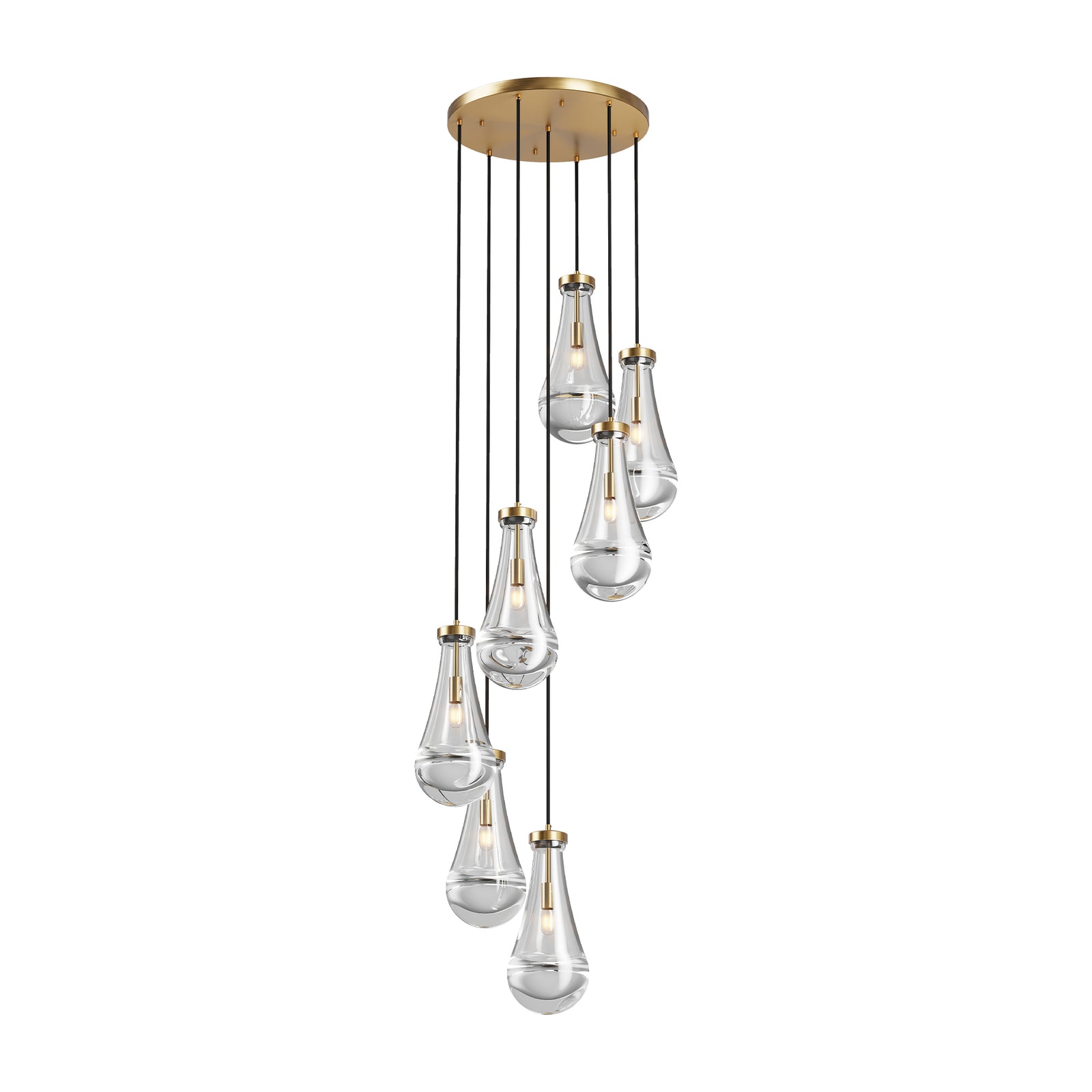 Seven-Light Brass Linear Pendant Chandelier for Restaurant Dining Rooms — view 6