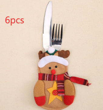 Christmas Decoration Restaurant Hotel Layout Pocket Fork Knife Cutlery Holder Santa Claus Fork Knife Gloves Bag Table Decor — view 8