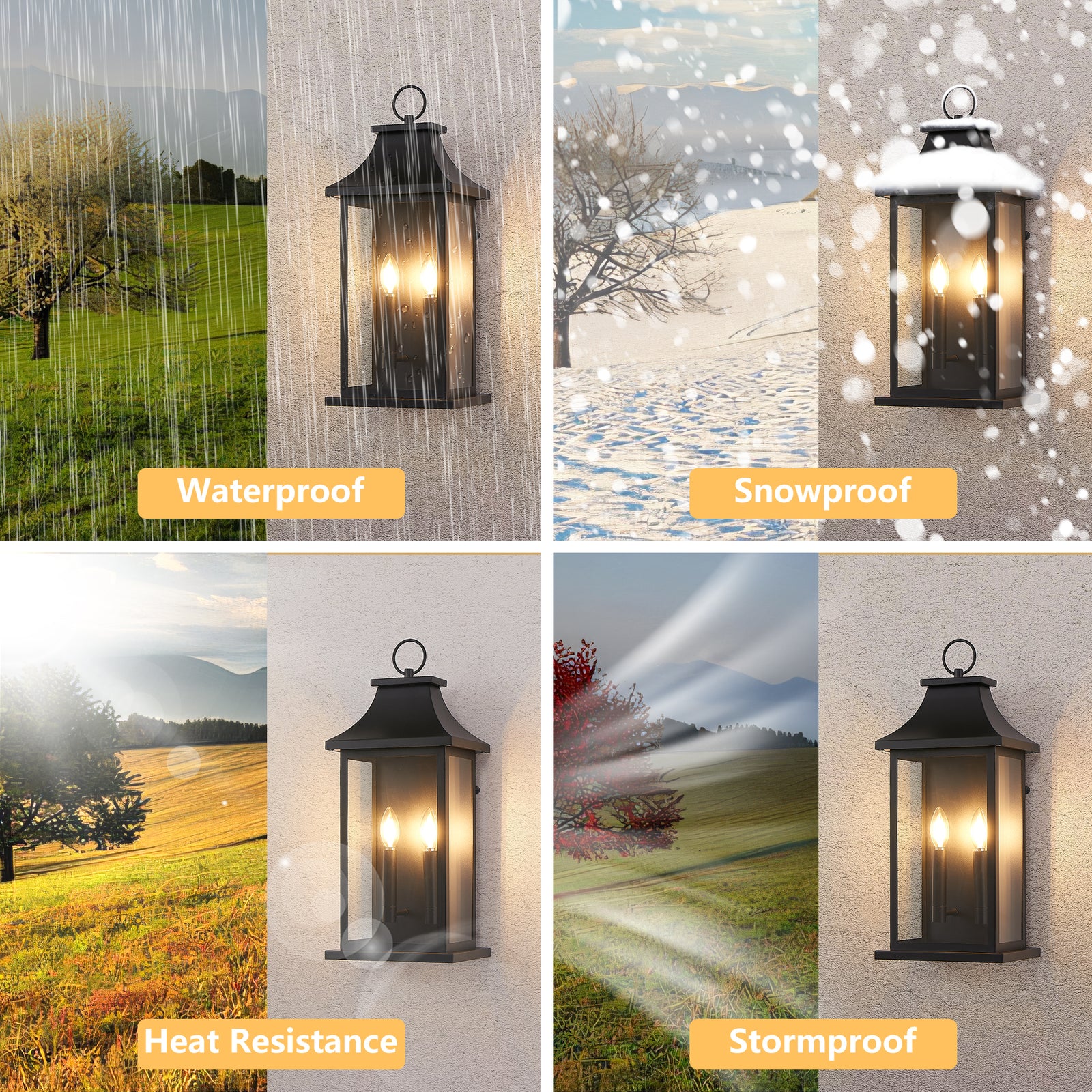 22-Inch Dusk-to-Dawn 2-Light Black Outdoor Lantern for Restaurant Patios — view 9