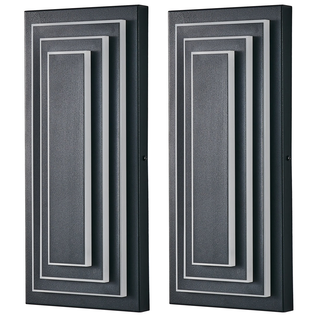 3-Tier Black Waterproof LED Wall Sconces for Restaurant Entrances (2-Pack) — view 9