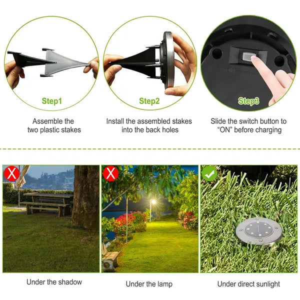 4-Piece Solar In-Ground Path Lights — Restaurant Patio — view 2
