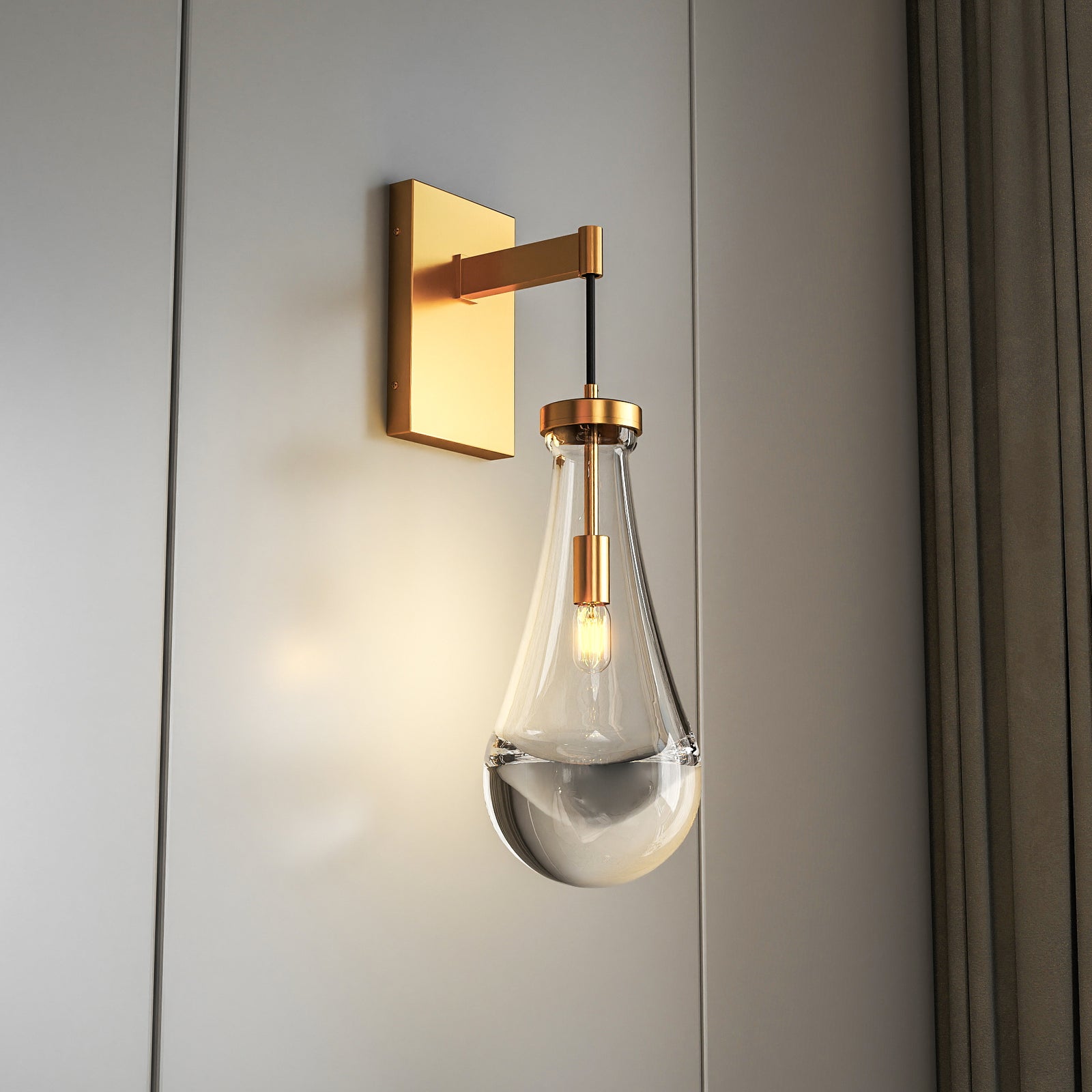 Brass Raindrop Glass Wall Sconces (2-Pack) — Restaurant — view 1