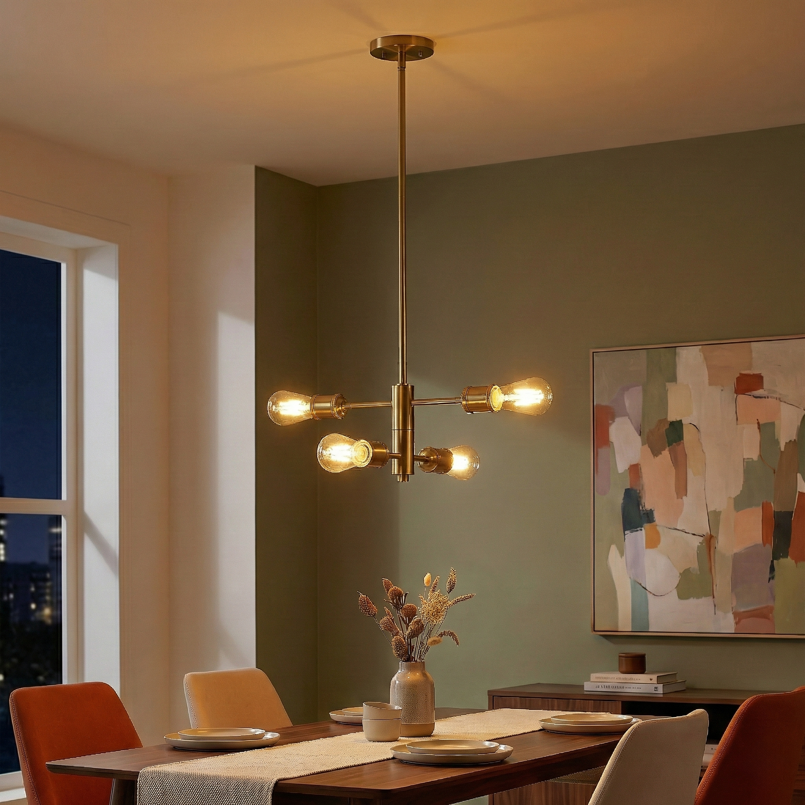 Modern Gold Trellis 4-Light Chandelier for Restaurant Dining Rooms and Kitchens — view 1