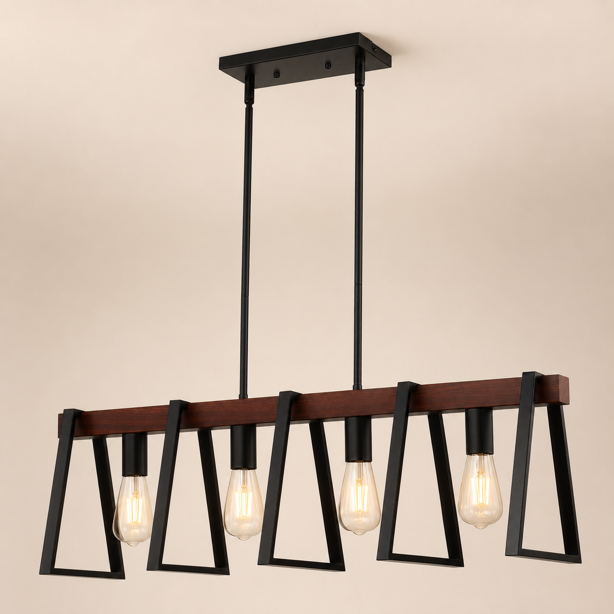 Resto Glow AI product image 2026-08-03 — clean background — 4-Light Adjustable Kitchen Island Pendant — Restaurant Dining