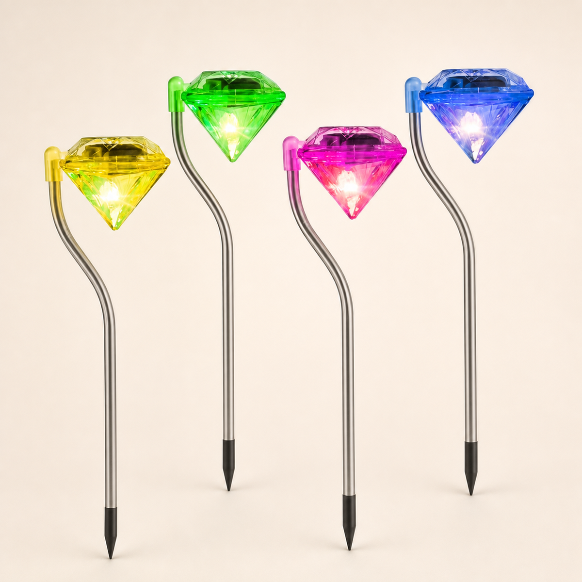 Resto Glow AI product image 2026-08-03 — clean background — 4-Piece Solar Diamond Garden Lights — Restaurant Patio