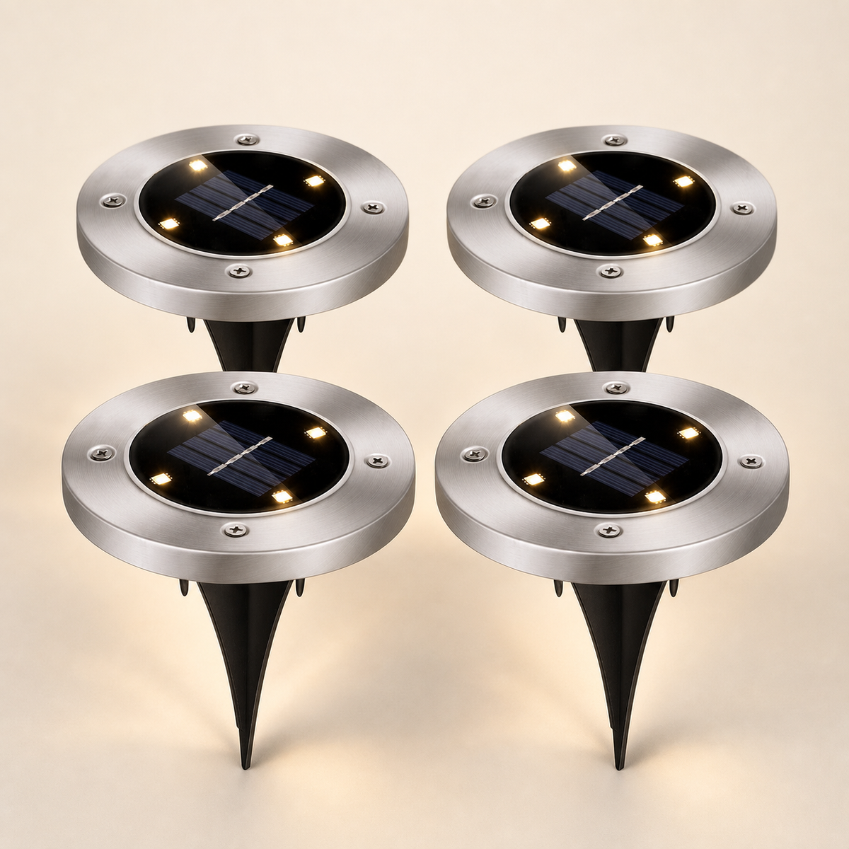 Resto Glow AI product image 2026-08-03 — clean background — 4-Piece Solar Ground Path Lights — Restaurant Patio