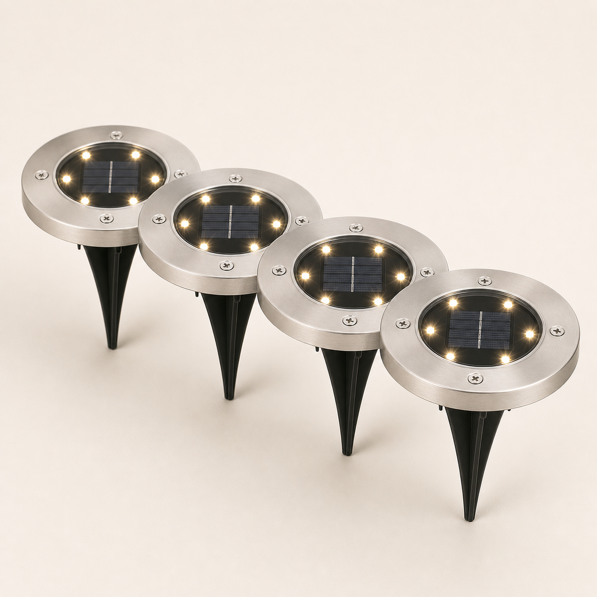Resto Glow AI product image 2026-08-03 — clean background — 4-Piece Solar In-Ground Path Lights — Restaurant Patio