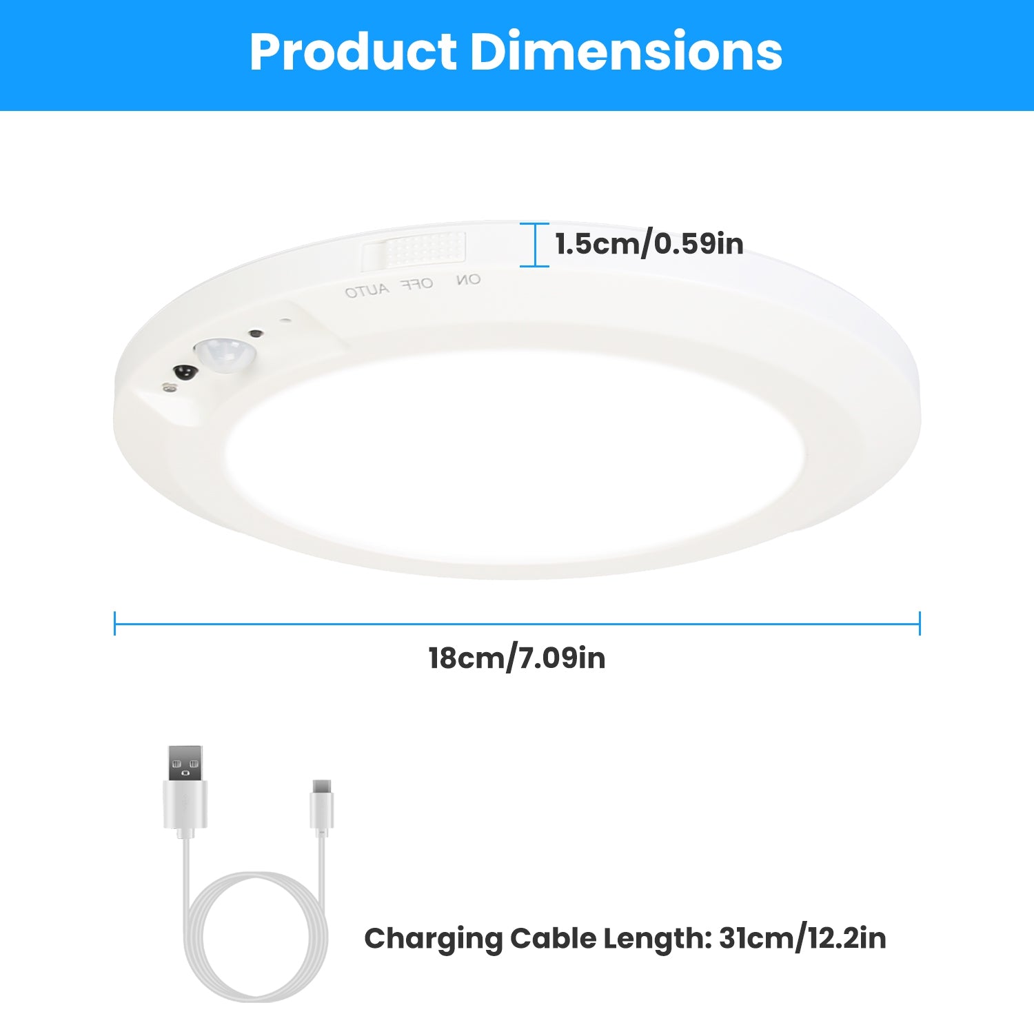 1-Pack Magnetic Flush Ceiling Light — Motion Sensor, 3-Color Dimming — view 3