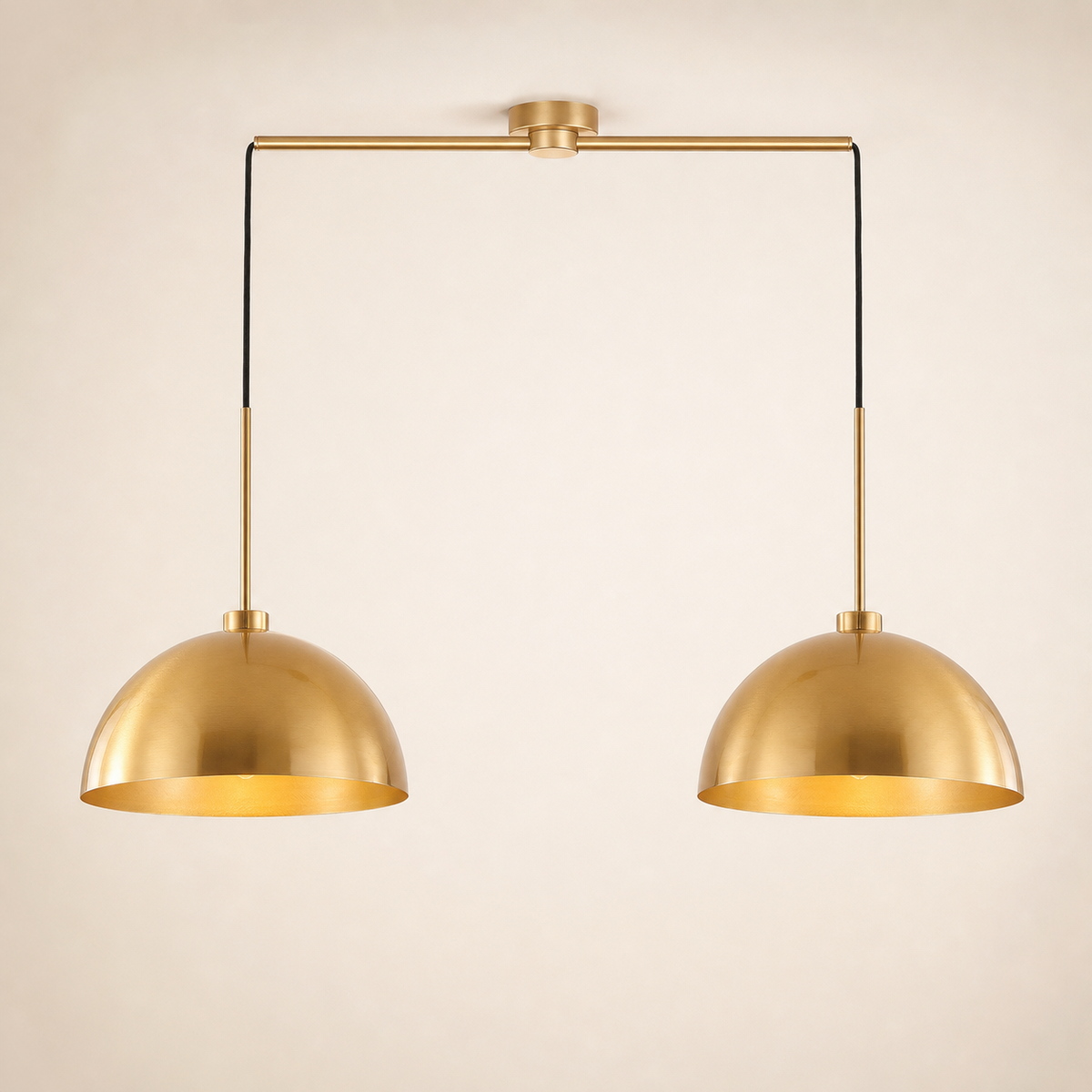 Resto Glow AI product image 2026-08-03 — clean background — 41-Inch Copper Double Pendant Light for Restaurant Dining Rooms and Kitchen Islands